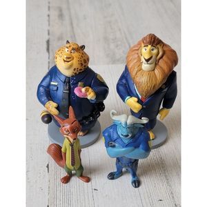 Zootopia Disney playset lionmayor‎ cop jaguar cheetah fox nick set toy figure